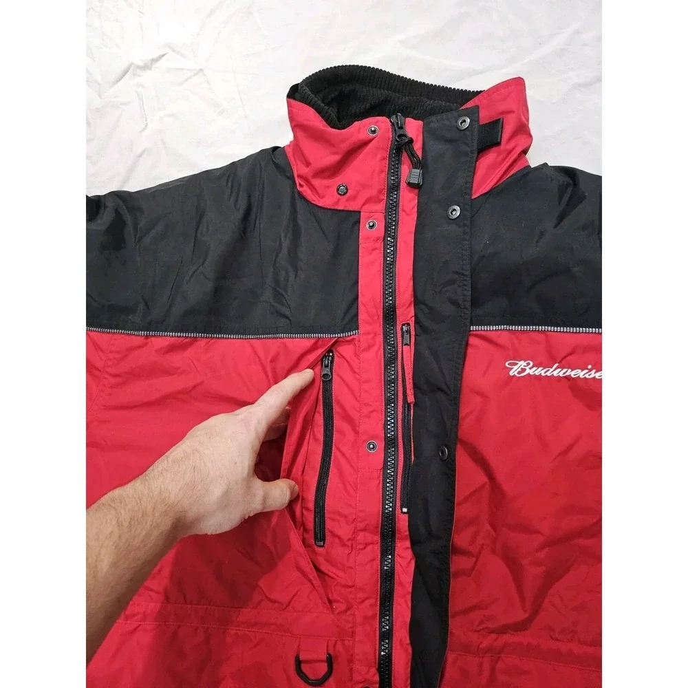 Tri-Mountain Colorado Budweiser Nylon Large Red Wind Water Proof Winter Jacket